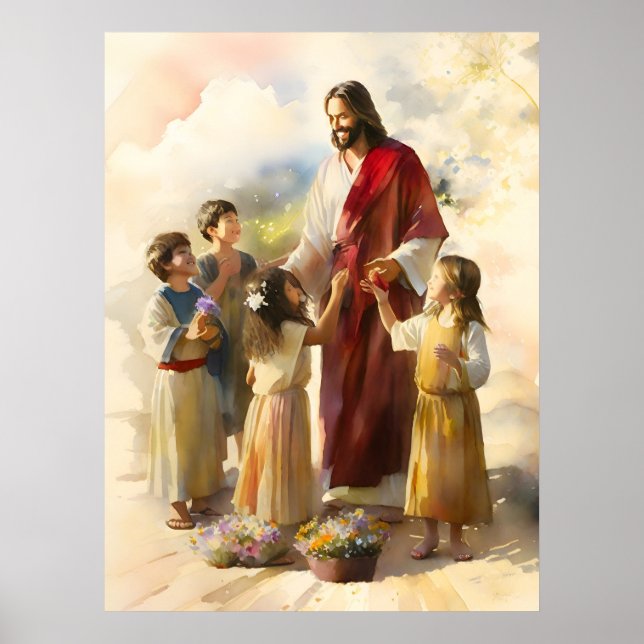Jesus Play With Children Poster (Front)