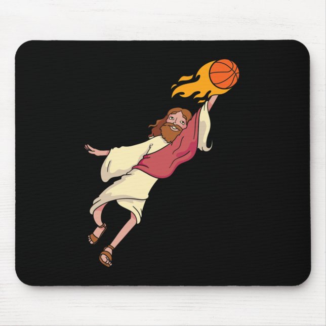 Jesus Playing Basketball  Mouse Pad (Front)