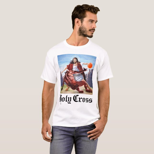 Jesus Playing Basketball v Devil Crossing Up Satan T-Shirt Zazzle