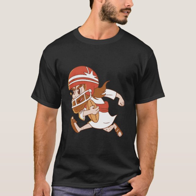 Jesus Playing Football Perfect Apparel  T-Shirt (Front)