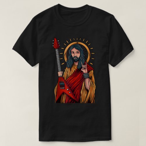 Jesus Playing Heavy Metal Guitar Christian Rocks S T_Shirt