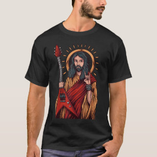 Jesus Playing Heavy Metal Guitar T-Shirt