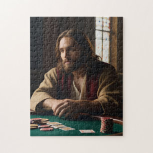Jesus Playing Poker Puzzle - Biblical Humor Jigsaw