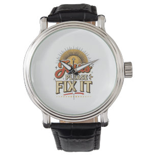 Jesus Please Fix It Vintage Christian Typography D Watch