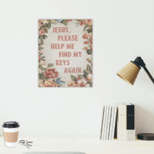 Jesus Please Help Me Find My Keys Again Funny Faux Canvas Print