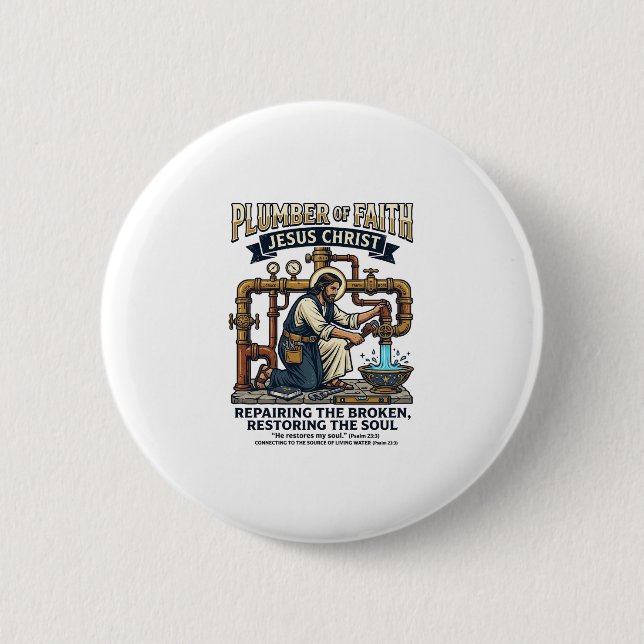 Jesus Plumber Graphic Tee Christian Art_1 Button (Front)
