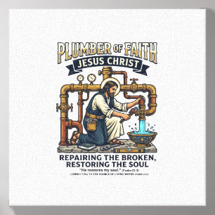 Jesus Plumber Graphic Tee Christian Art_1 Canvas Photo Tile