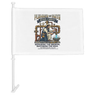 Jesus Plumber Graphic Tee Christian Art_1 Car Flag