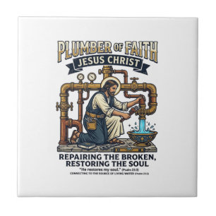 Jesus Plumber Graphic Tee Christian Art_1 Ceramic Tile