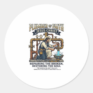 Jesus Plumber Graphic Tee Christian Art_1 Classic Round Sticker