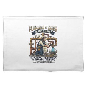 Jesus Plumber Graphic Tee Christian Art_1 Cloth Placemat