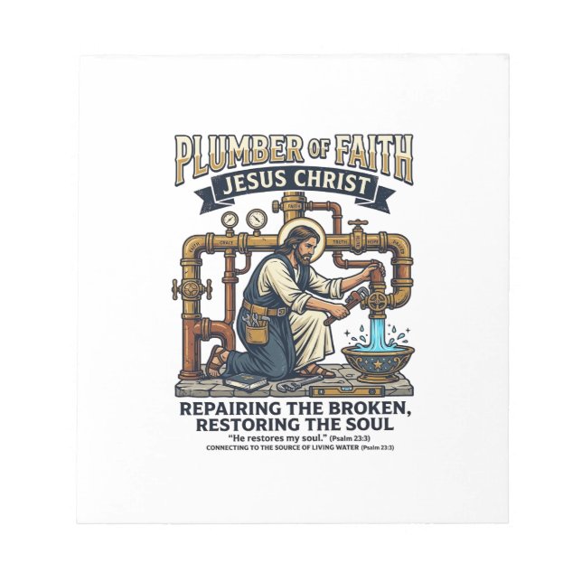 Jesus Plumber Graphic Tee Christian Art_1 Notepad (Front)