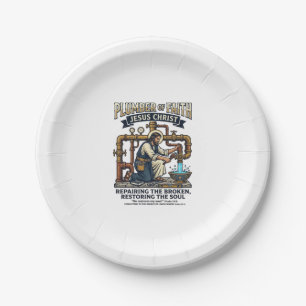Jesus Plumber Graphic Tee Christian Art_1 Paper Plates