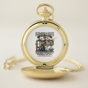 Jesus Plumber Graphic Tee Christian Art_1 Pocket Watch