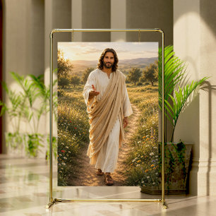 Jesus Portrait Christian Church Decor Welcome Sign