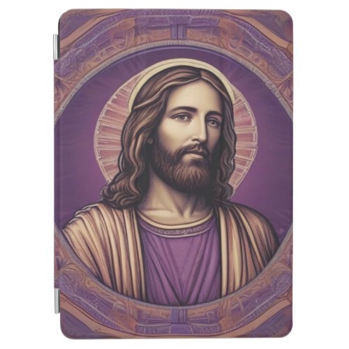 Jesus portrait in psychedelic purple shade iPad air cover