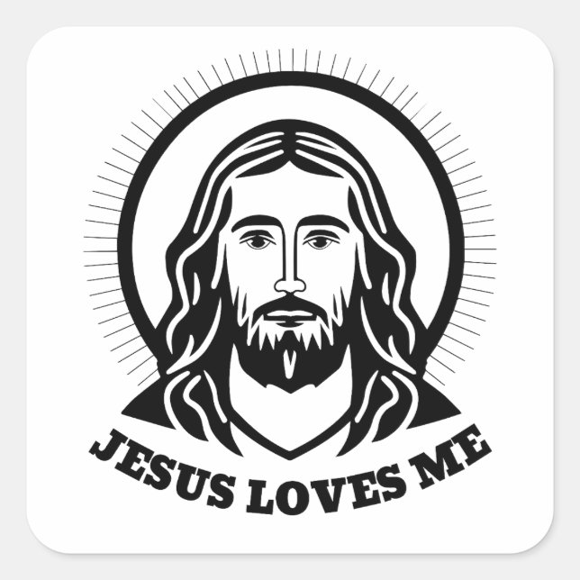 Jesus portrait sticker - Jesus loves me (Front)