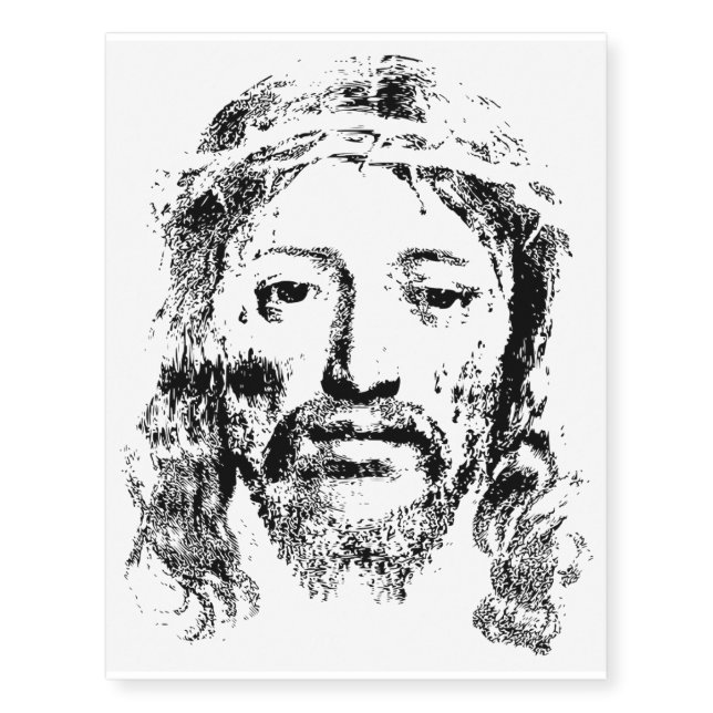 Jesus Portrait Temporary Black Tattoos (Front)