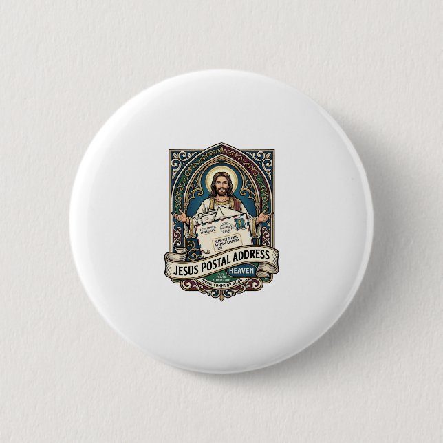 Jesus Postal Address Heaven Jesus Postal Address H Button (Front)
