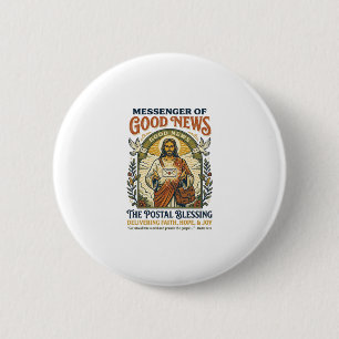 Jesus Postal Worker Delivery Shirt Faith Based Des Button