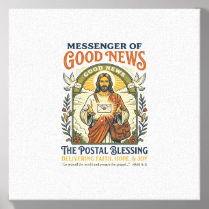 Jesus Postal Worker Delivery Shirt Faith Based Des Canvas Photo Tile