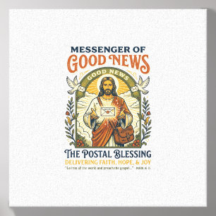 Jesus Postal Worker Delivery Shirt Faith Based Des Canvas Photo Tile