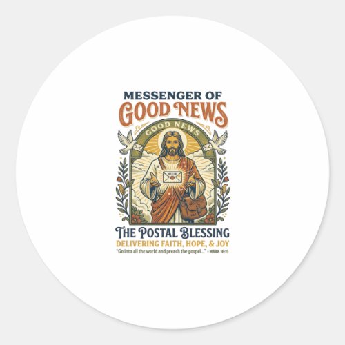 Jesus Postal Worker Delivery Shirt Faith Based Des Classic Round Sticker
