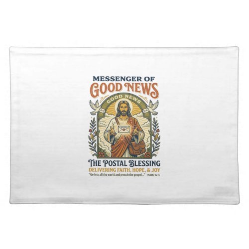 Jesus Postal Worker Delivery Shirt Faith Based Des Cloth Placemat