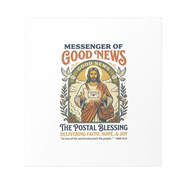 Jesus Postal Worker Delivery Shirt Faith Based Des Notepad (Front)
