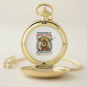 Jesus Postal Worker Delivery Shirt Faith Based Des Pocket Watch