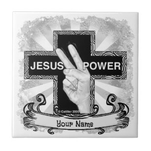 Jesus Power Christian cross Ceramic Tile