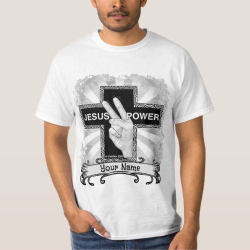 Jesus Power Christian cross custom name T_Shirt