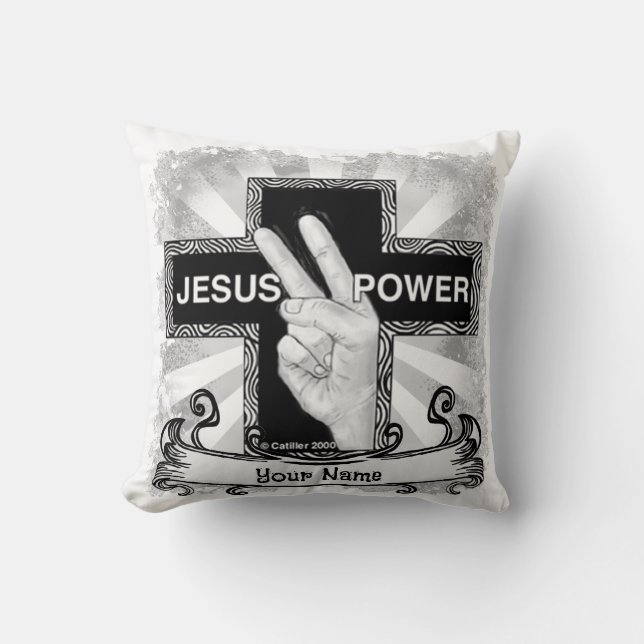 Jesus Power Christian cross  Throw Pillow (Front)