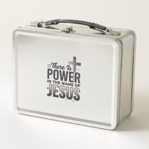 Jesus Power Religious Vintage Typography Shirt Metal Lunch Box