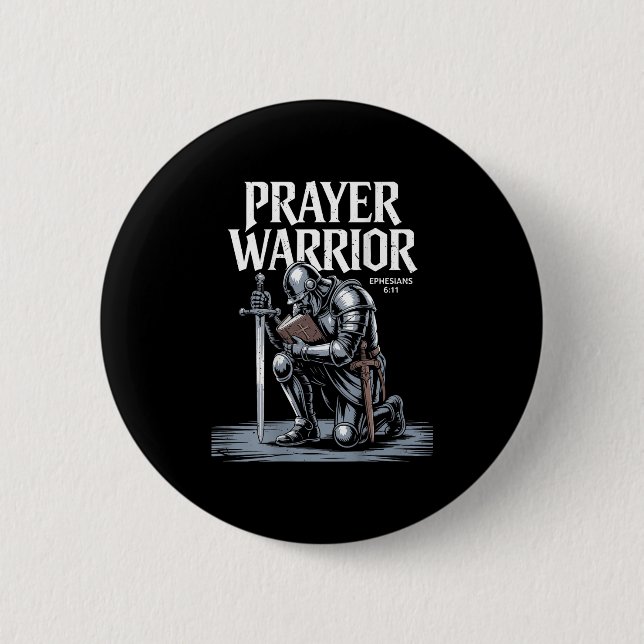 Jesus Prayer Warrior Christian Armor Of God Son Gr Button (Front)