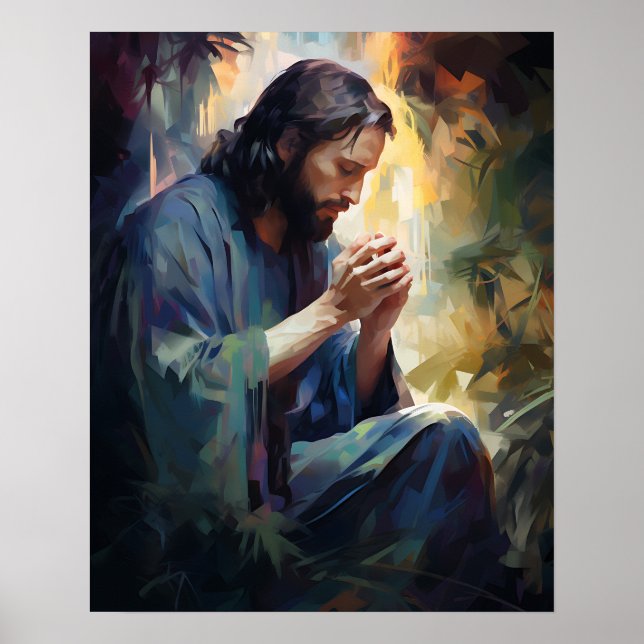 Jesus Praying Art Poster (Front)