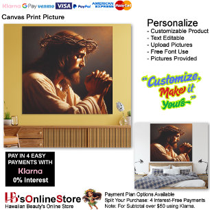 Jesus Praying Biblical Christian 8 Picture Canvas Print