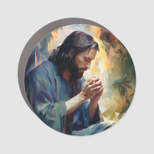 Jesus Praying Car Magnet