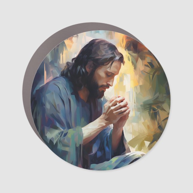 Jesus Praying Car Magnet (Front)