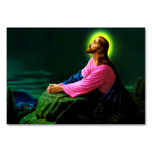 Jesus Praying Catholic Poster Greetingscard Table Number