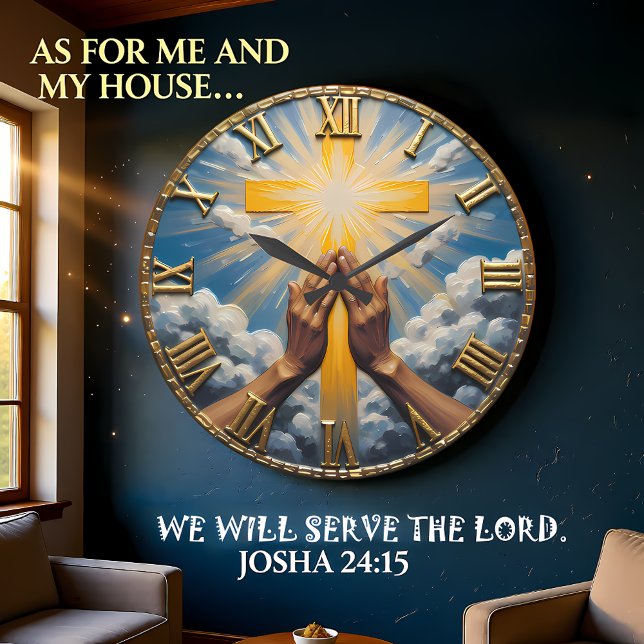 Jesus Praying Hands Sunburst Large Clock (Creator Uploaded)