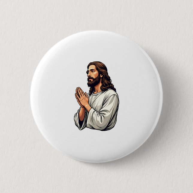 Jesus Praying Hands Vintage Engraving Tee Button (Front)