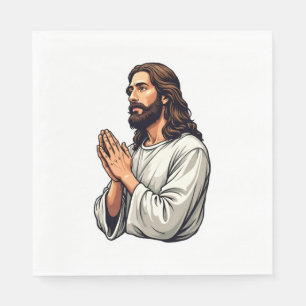 Jesus Praying Hands Vintage Engraving Tee Napkins