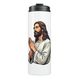 Jesus Praying Hands Vintage Engraving Tee Thermal Tumbler