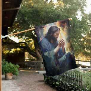 Jesus Praying House Flag