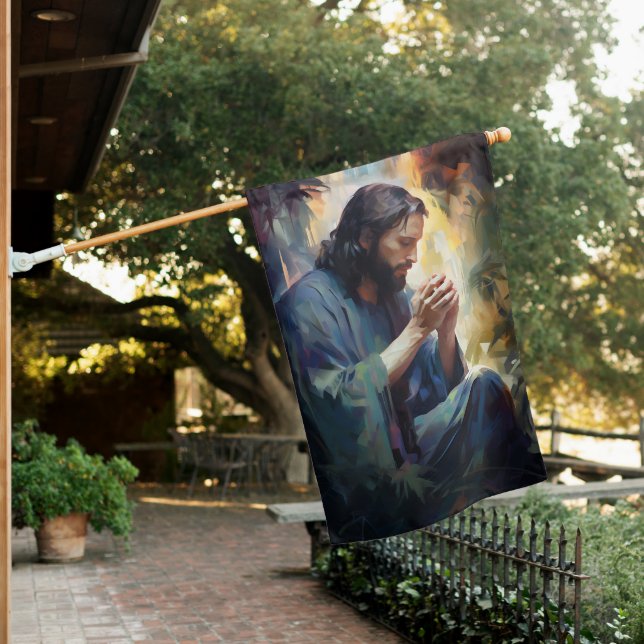Jesus Praying House Flag (In SItu)