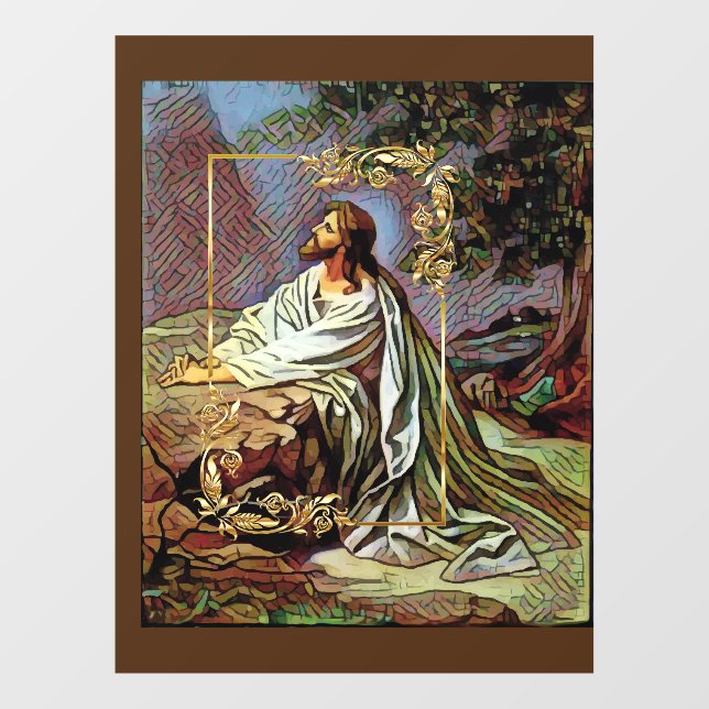 Jesus Praying in the Garden Window Cling (Sheet)