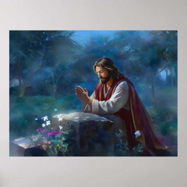 Jesus Praying In The Park Poster (Front)