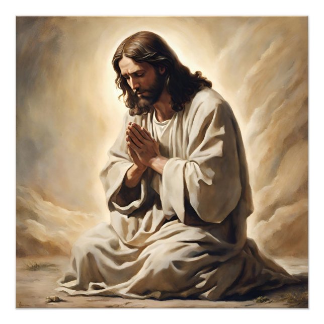Jesus Praying Photo Print (Front)
