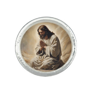 Jesus Praying Photo Ring
